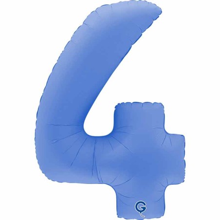 Palloncino in Foil 40" Numero 4 Blu Loto "Soft Matte Lotus Blue"