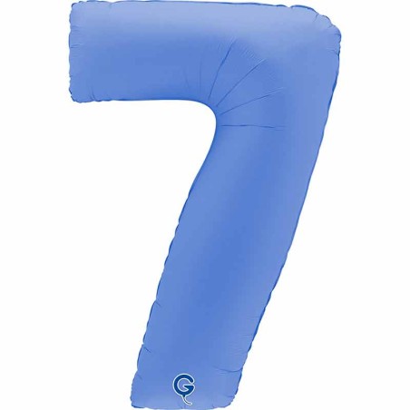 Palloncino in Foil 40" Numero 7 Blu Loto "Soft Matte Lotus Blue"