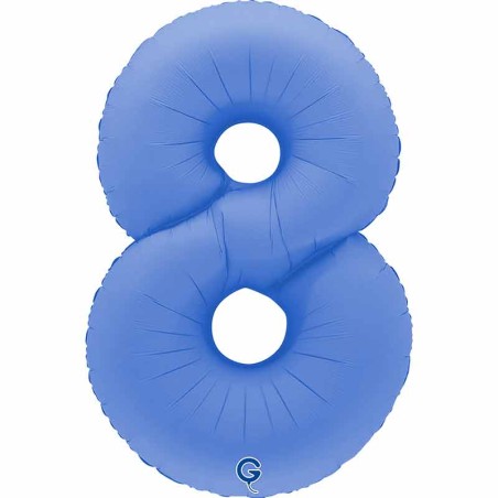 Palloncino in Foil 40" Numero 8 Blu Loto "Soft Matte Lotus Blue"