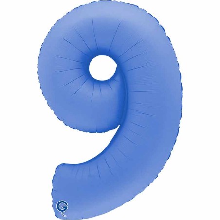 Palloncino in Foil 40" Numero 9 Blu Loto "Soft Matte Lotus Blue"