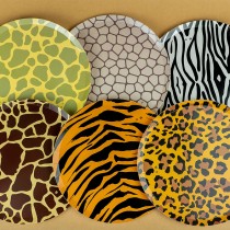 Piatto di Carta 18cm Assortito Animalier 6pz Animal Print "Safari"