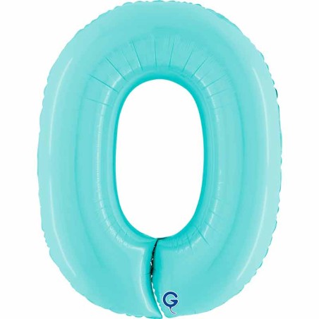 Palloncino in Foil 40" Numero 0 Celeste "Light Blue" Numeri 40" Celeste "Pastel Blue"