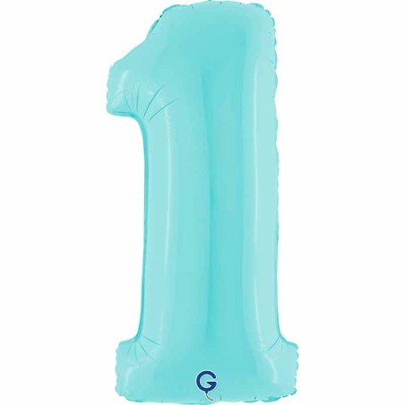 Palloncino in Foil 40" Numero 1 Celeste "Light Blue" Numeri 40" Celeste "Pastel Blue"