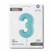 Palloncino in Foil 40" Numero 3 Celeste "Light Blue" Numeri 40" Celeste "Pastel Blue"