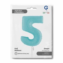 Palloncino in Foil 40" Numero 5 Celeste "Light Blue" Numeri 40" Celeste "Pastel Blue"