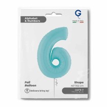 Palloncino in Foil 40" Numero 6 Celeste "Light Blue" Numeri 40" Celeste "Pastel Blue"