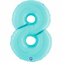 Palloncino in Foil 40" Numero 8 Celeste "Light Blue" Numeri 40" Celeste "Pastel Blue"