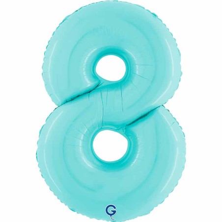 Palloncino in Foil 40" Numero 8 Celeste "Light Blue" Numeri 40" Celeste "Pastel Blue"