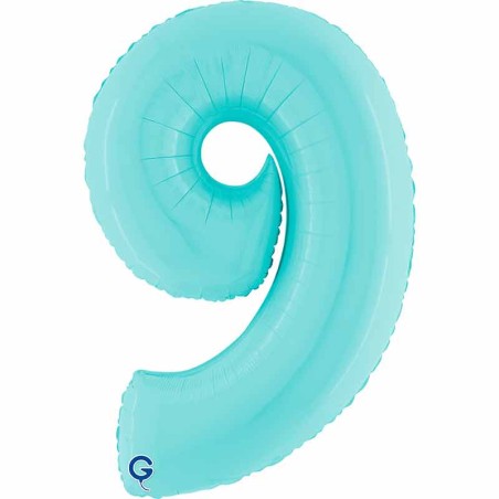 Palloncino in Foil 40" Numero 9 Celeste "Light Blue" Numeri 40" Celeste "Pastel Blue"