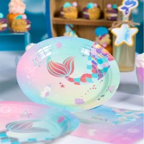Piatto di Carta 18cm con Sirena "Mermaid Soft Rainbow" 8pz Sirena "Mermaid Soft Rainbow"