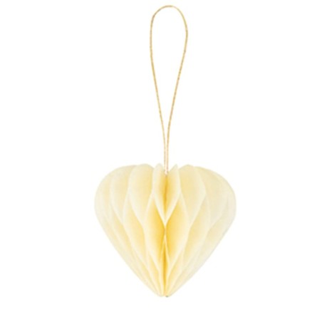 Decorazione di Carta a Nido d'Ape sagomata Cuore Avorio 4pz Decorazioni Nido d'Ape