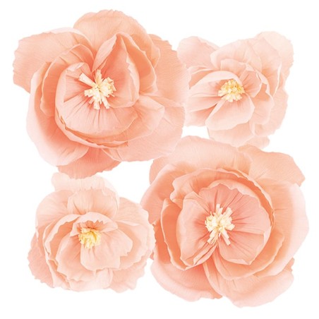 Decorazioni di Carta Crespa Fiori Rosa e Cipria 4pz Decorazioni