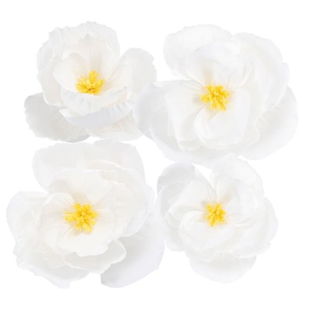 Decorazioni di Carta Crespa Fiori Bianchi 4pz Decorazioni