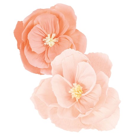 Decorazioni di Carta Crespa Fiori Rosa e Cipria 2pz Decorazioni