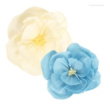 Decorazioni di Carta Crespa Fiori Celeste e Avorio 2pz Decorazioni
