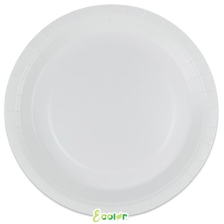 Piatto di Carta 24cm Ecolor Bianco 25pz Bianco "White"