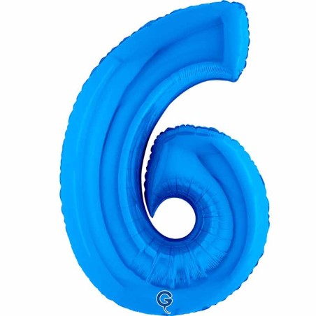 Palloncino in Foil 40" Numero 6 Blu "Blue" Numeri 40" Blu "Blue Royal"