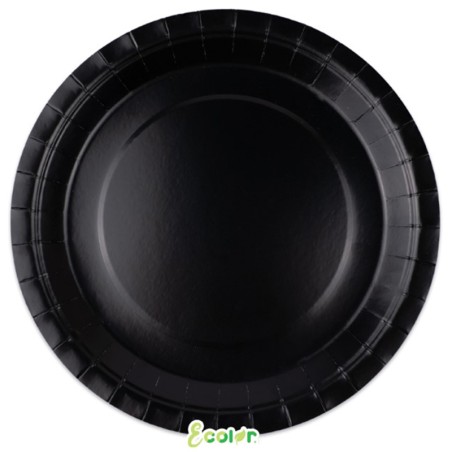 Piatto di Carta 24cm Ecolor Nero 25pz Nero "Black"