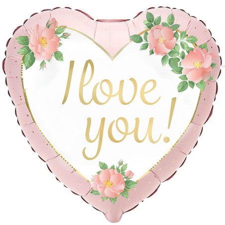 Palloncino in Foil 18" Cuore con Fiori Rosa "I Love You Blossom" Palloncini in Foil Oaktree