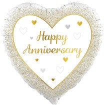 Palloncino in Foil 18" Cuore Felice Anniversario Oro e Argento Palloncini in Foil Oaktree