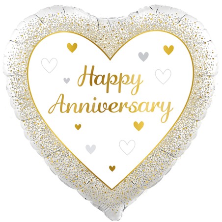 Palloncino in Foil 18" Cuore Felice Anniversario Oro e Argento Palloncini in Foil Oaktree