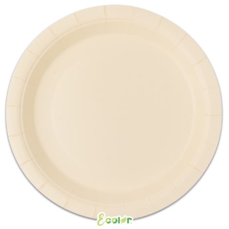 Piatto di Carta 24cm Ecolor Latte, Crema 25pz Avorio "Ivory"