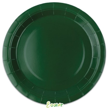 Piatto di Carta 24cm Ecolor Verde Foresta 25pz Verde Scuro "Dark Green"