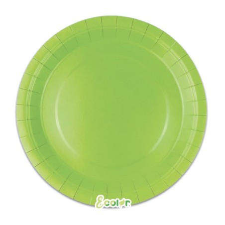 Piatto di Carta 18cm Ecolor Verde Lime 25pz Verde Lime "Lime Green"