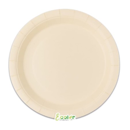Piatto di Carta 18cm Ecolor Latte, Crema 25pz Avorio "Ivory"