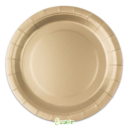 Piatto di Carta 24cm Ecolor Oro Matto 25pz Oro "Gold"