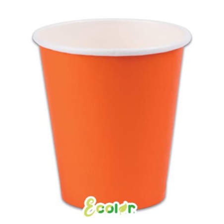 Bicchiere di Carta 250ml Ecolor Arancione 25pz Arancione "Orange"