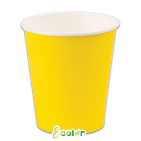 Bicchiere di Carta 250ml Ecolor Giallo 25pz Giallo "Yellow"