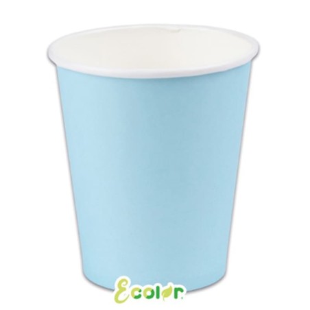 Bicchiere di Carta 250ml Ecolor Celeste 25pz Celeste "Light Blue"