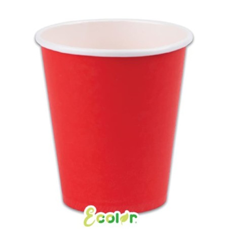 Bicchiere di Carta 250ml Ecolor Rosso Chiaro 25pz Corallo "Coral"