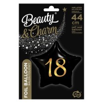Palloncino in Foil 18" Stella Nera Buon Compleanno 18 Anni 18 Anni