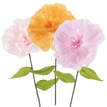 Decorazione Fiore Pastello Sfumato con Stelo e Foglie 80cm - 6pz Decorazioni