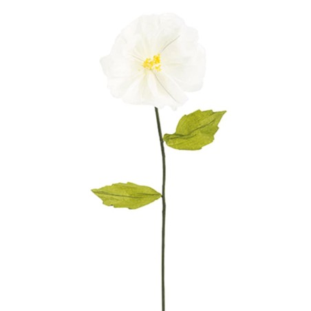 Decorazione Fiore Avorio con Stelo e Foglie 73cm- 6pz Decorazioni