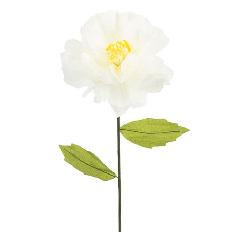 Decorazione Fiore Avorio con Stelo e Foglie 75cm- 6pz Decorazioni
