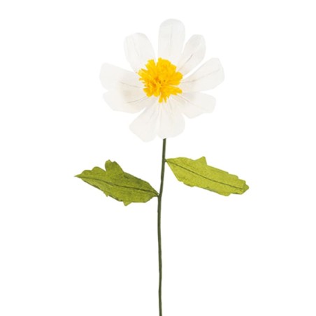 Decorazione Fiore Margherita Avorio con Stelo e Foglie 65cm- 6pz Decorazioni