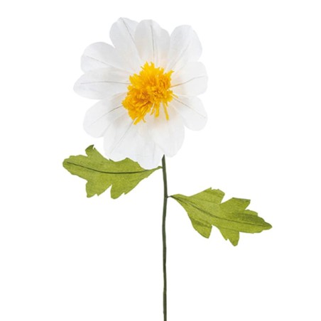 Decorazione Fiore Margherita Avorio con Stelo e Foglie 80cm- 6pz Decorazioni