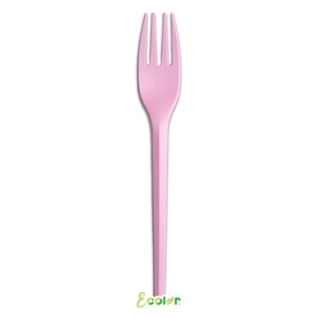 Forchetta in CPLA Compostabile Ecolor Rosa 20pz Posate di Plastica
