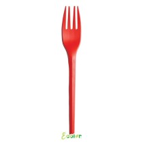Forchetta in CPLA Compostabile Ecolor Rosso 20pz Posate di Plastica