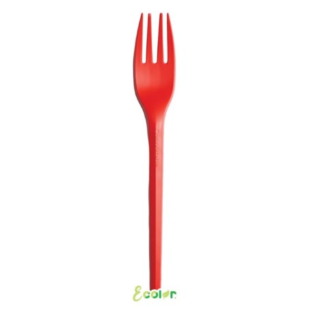 Forchetta in CPLA Compostabile Ecolor Rosso 20pz Posate di Plastica