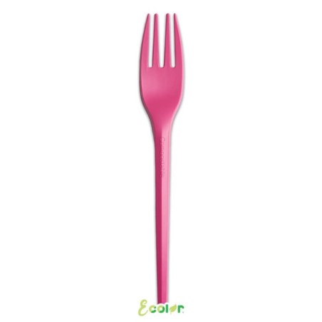 Forchetta in CPLA Compostabile Ecolor Fucsia 20pz Posate di Plastica