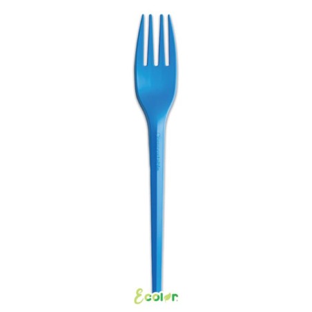 Forchetta in CPLA Compostabile Ecolor Blu 20pz Posate di Plastica