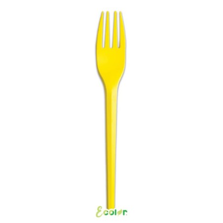 Forchetta in CPLA Compostabile Ecolor Giallo 20pz Posate di Plastica