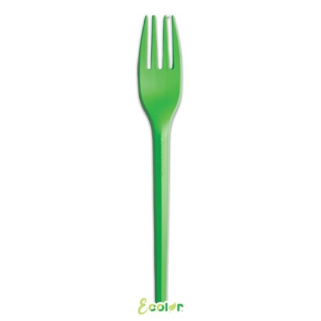 Forchetta in CPLA Compostabile Ecolor Verde 20pz Posate di Plastica