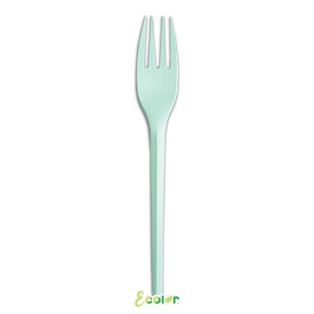 Forchetta in CPLA Compostabile Ecolor Verde Acqua Marina 20pz Posate di Plastica