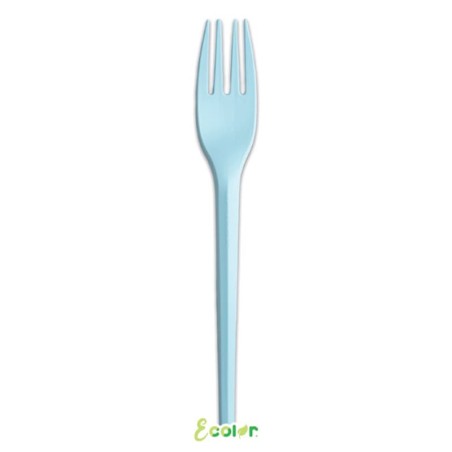 Forchetta in CPLA Compostabile Ecolor Celeste 20pz Posate di Plastica