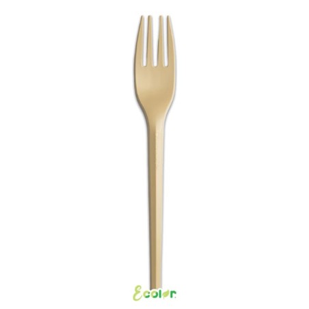 Forchetta in CPLA Compostabile Ecolor Oro Opaco 20pz Posate di Plastica